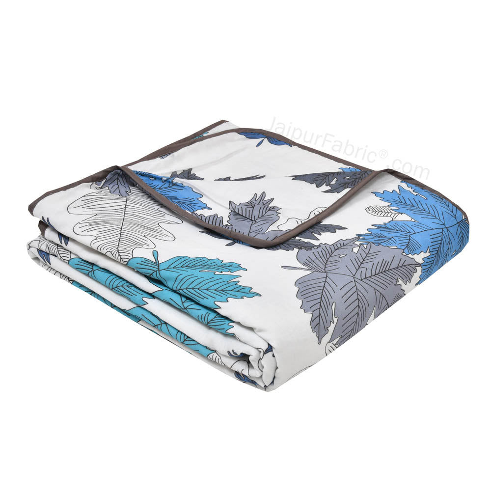 Maple Leaf Blueish Single Bed Dohar Blanket